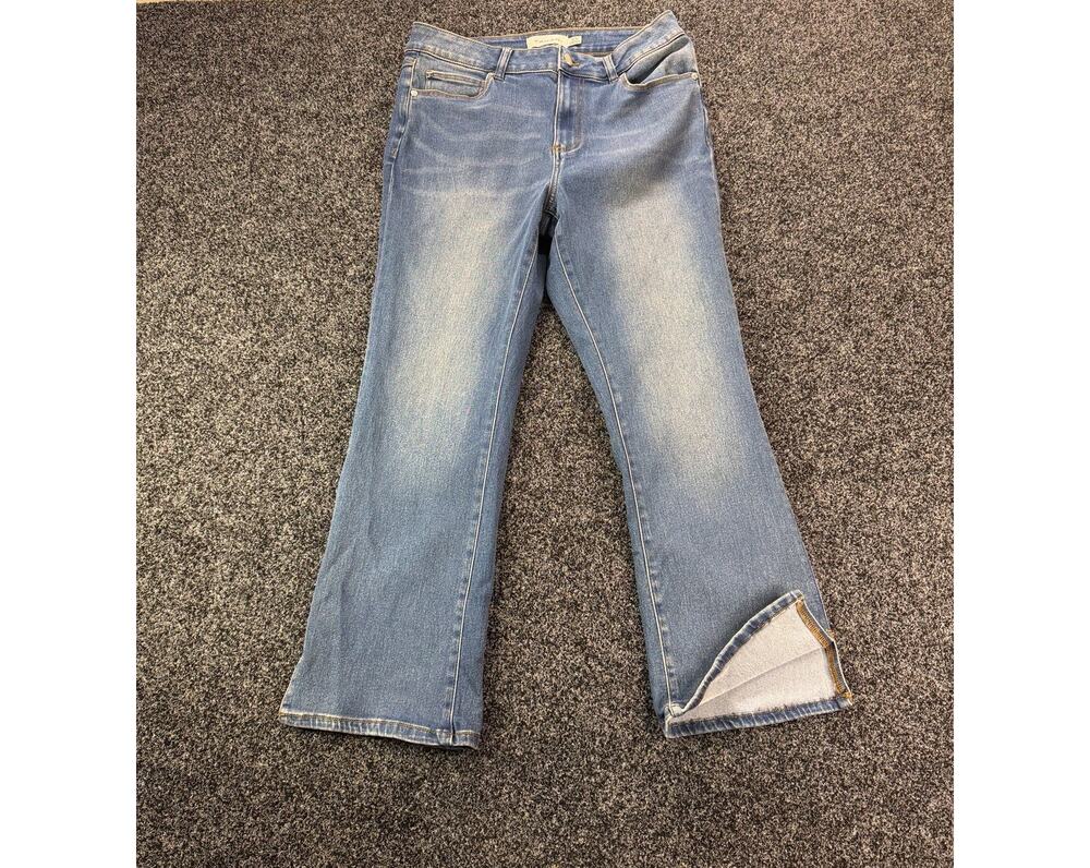 Tahari Womens Jeans 10 30 Medium Wash Mid Rise Split Hem Bootcut Stretch